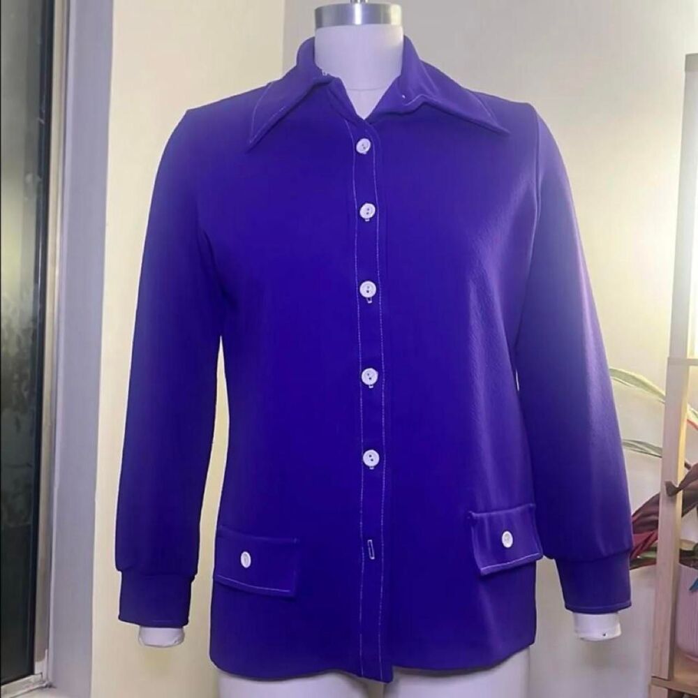 Vintage Women's Purple Button-up